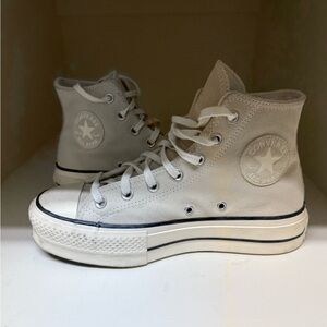 White/Grey Converse Size 7, suede on the inside